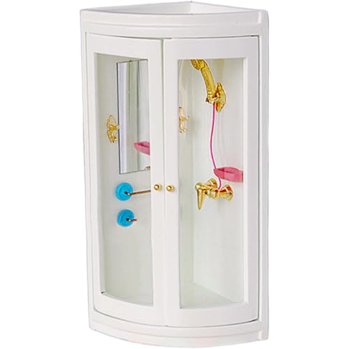 Wedhapy Dollhouse Badezimmer, 1/12 Skala weißer Duschbaumecke, 6, 6 x 3, 9 Zoll Plastikpuppenhauszubehör von Wedhapy
