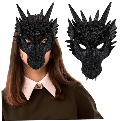 Wedhapy Drachenmaske, detailreiche Halloween-Maske mit Eckzähnen, 3D-realistisches schwarzes Drachenkostüm für Erwachsene Wedhapy Drachenmaske, detailreiche Halloween-Maske mit Eckzähnen, 3D-realistisches schwarzes Drachenkostüm für Erwachsene von Wedhapy