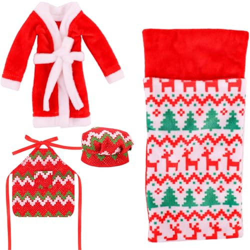 Wedhapy Elfen-Zubehör: 4 Stück süßes Mini-Weihnachtselfen-Set mit Schürze, Schlaf Tasche, Bademantel, Kochmütze Zubehör für Puppendekorationen Wedhapy Elfen-Zubehör: 4 Stück süßes Mini-Weihnachtselfen-Set mit Schürze, Schlaf Tasche, Bademantel, Kochmütze Zubehör für Puppendekorationen von Wedhapy