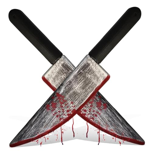 Wedhapy Halloween -Messer 2pcs Realistisches blutiges gefälschtes Messer 15x3in Plastik Messer Handspielzeugmesser für Party, Streich, Cosplay, Dekorationen von Wedhapy
