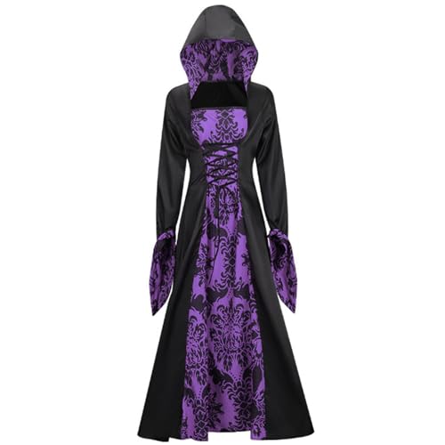 Wedhapy Hexenkleid für Damen, lang, Vintage, bestickt, Vampirkleid mit Kapuze, für Party, Cosplay Wedhapy Hexenkleid für Damen, lang, Vintage, bestickt, Vampirkleid mit Kapuze, für Party, Cosplay von Wedhapy