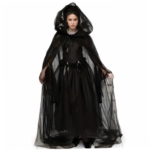 Wedhapy Hexenkostüm für Frauen Vintage Sticked Black Ghost Braut Kleid von Wedhapy