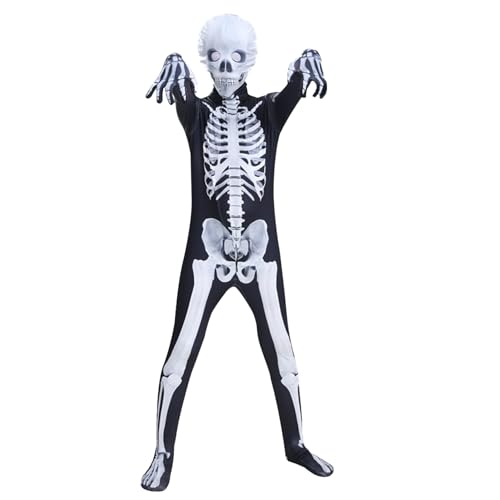 Wedhapy Kinder Skelettkostüm Schwarz-Weiß-Overall Halloween Outfit 6-7 Alter Wedhapy Kinder Skelettkostüm Schwarz-Weiß-Overall Halloween Outfit 6-7 Alter von Wedhapy