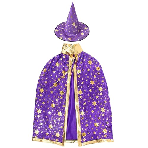 Wedhapy Kinder -Zauberer Kostüm Set Star Print Umhang und Hut für Jungen und Mädchen von Wedhapy