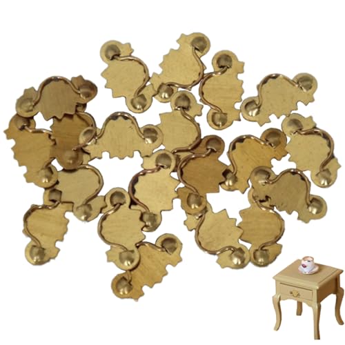 Wedhapy Mini -Schublade Zieh 20pcs 1:12 Puppenhaus Mini Schubladenknöpfe Metall Golden kleine Schubladenknöpfe Miniaturgriff für Schrank Tischständer Schubladen für Puppenhauszubehör von Wedhapy
