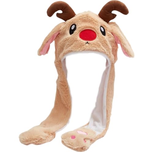 Wedhapy Mütze Mit Beweglichen Ohren Flauschige Weihnachtsmütze in Einheitsgröße Süße Verrückte Cartoonmütze Festliche Thermo-Wintermütze Mit Beweglichen Ohren Lustige Weihnachtsmützen Rentier Wedhapy Mütze Mit Beweglichen Ohren Flauschige Weihnachtsmütze in Einheitsgröße Süße Verrückte Cartoonmütze Festliche Thermo-Wintermütze Mit Beweglichen Ohren Lustige Weihnachtsmützen Rentier von Wedhapy