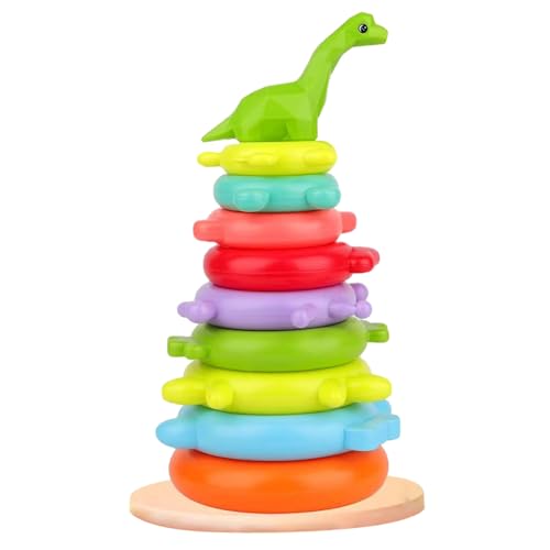 Wedhapy Ringstapelspielzeug, 5, 5 x 12 Zoll 9 Schichten langhaltig Drachenbaby Stapelringe, Plastikmontessori-Spielzeug mit Aufklebern für Kinder Wedhapy Ringstapelspielzeug, 5, 5 x 12 Zoll 9 Schichten langhaltig Drachenbaby Stapelringe, Plastikmontessori-Spielzeug mit Aufklebern für Kinder von Wedhapy