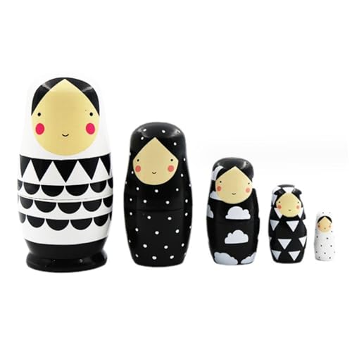 Wedhapy Russische Puppen, 5pcs hölzerne russische Nistpuppen, niedliche Schwarze und weiße Nistpuppen für Kinder Erwachsene, wasserdichte Stapelmatryoshka -Puppe zum Geburtstag des Ostermutters Wedhapy Russische Puppen, 5pcs hölzerne russische Nistpuppen, niedliche Schwarze und weiße Nistpuppen für Kinder Erwachsene, wasserdichte Stapelmatryoshka -Puppe zum Geburtstag des Ostermutters von Wedhapy
