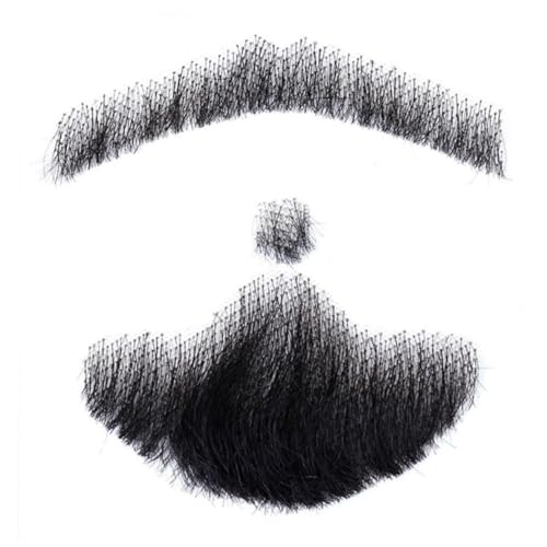 Wedhapy Schnurrbart aus Echthaar Bart künstlicher Männerbart Schnurrbart aus Echthaar lebensechter Schnurrbart künstlicher Schnurrbart aus Echthaar für Männer-Make-up von Wedhapy