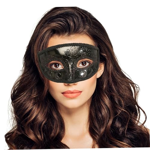 Wedhapy Schwarze Maskerademaske für Männer, Vintage Venetian Maske mit Gurten für Mardi Gras Party Prom Ball Cosplay Kostümparty Wedhapy Schwarze Maskerademaske für Männer, Vintage Venetian Maske mit Gurten für Mardi Gras Party Prom Ball Cosplay Kostümparty von Wedhapy