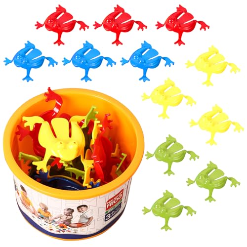 Wedhapy Springfroschspielzeug Springfrosch -Spiel Jumping Spielzeug für Kleinkinder 12pcs Leap Flip Frog Game mit Bucket Plastiksprungfrösche farbenfrohe lustige verrückte Frosch für Jungen Mädchen von Wedhapy