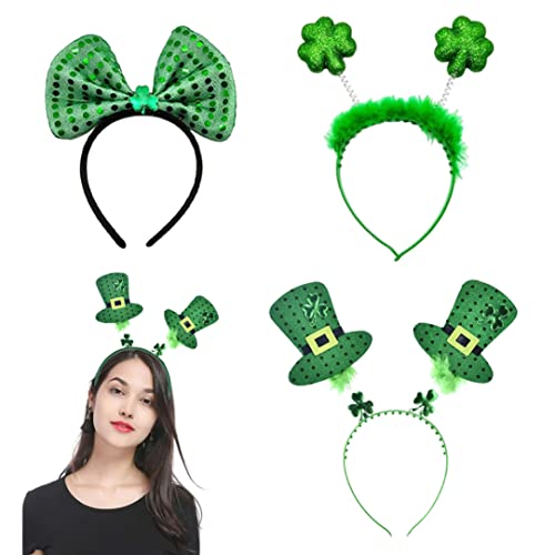 Wedhapy St. Patricks Day Stirnband Irish Hut Shamrock Stirnband St. Patrick Day Geschenke Kopf Bopper Green Clover Hair Hoop für Haarzubehör 3PCs von Wedhapy