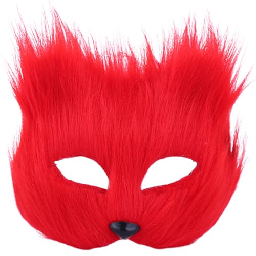 Wedhapy Therian Maske, pelzige Maske Tiermaske Halbgesichts Fuchsmaske, atmungsaktive Tiermaske für erwachsene Kinder, weiches glattes Cosplay pelziges Kostüm für Maskerade-Party Ostern von Wedhapy