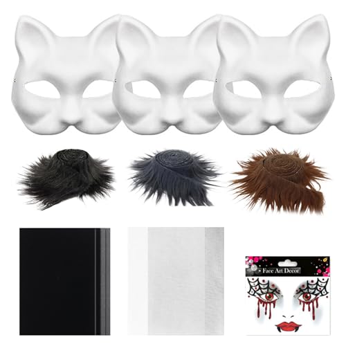 Wedhapy Therian-Masken-Set: Realistische, leere Halbgesichts-Katzenmaske mit Filzstoff, Plüsch-Kunstfell und Augennetz, dekoratives Tierkostüm für Halloween und Cosplay-Partys Wedhapy Therian-Masken-Set: Realistische, leere Halbgesichts-Katzenmaske mit Filzstoff, Plüsch-Kunstfell und Augennetz, dekoratives Tierkostüm für Halloween und Cosplay-Partys von Wedhapy