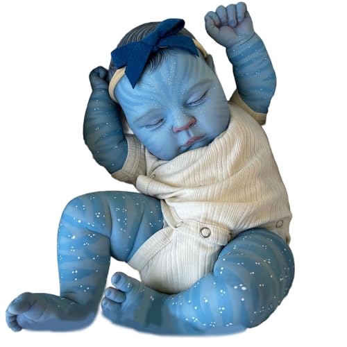 Babypuppe, Babypuppe Set 20 Zoll realistisches weiches Blau mit Schnullerpflegeflaschenkleidung Stirnband Windeln für Kinder von Weduspaty