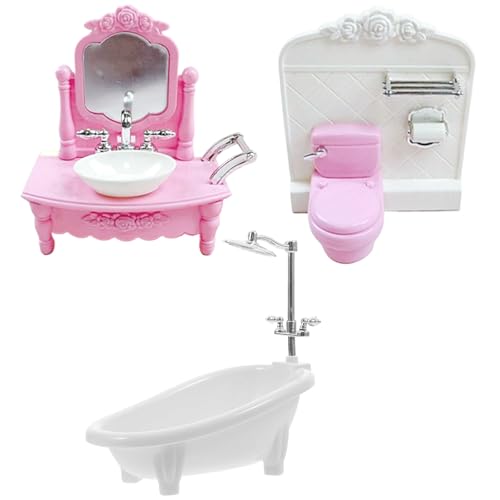 Dollhouse Badezimmerset, 3PCS/Set Dollhouse Möbelset, einschließlich Dollhouse Toilette, Badewanne, realistische Miniaturmöbel Plastik DIY Dekoratives Puppenhaus Badezimmer Set für das Spielenspiel Dollhouse Badezimmerset, 3PCS/Set Dollhouse Möbelset, einschließlich Dollhouse Toilette, Badewanne, realistische Miniaturmöbel Plastik DIY Dekoratives Puppenhaus Badezimmer Set für das Spielenspiel von Weduspaty