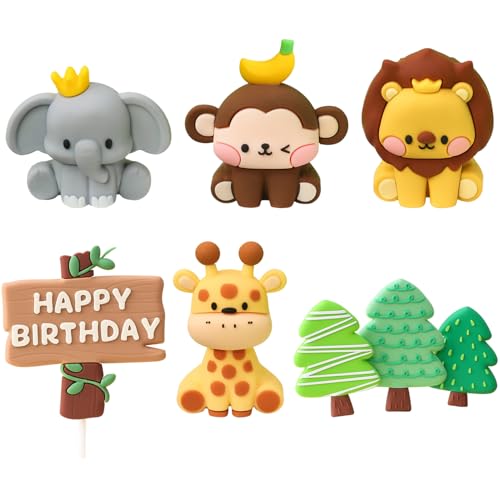 Geburtstagstorten -Top, Tierkuchen -Topper 1 Set Sortierter Cartoon -Geburtstags -Topper mit Affen, Elefant für Party Geburtstagstorten -Top, Tierkuchen -Topper 1 Set Sortierter Cartoon -Geburtstags -Topper mit Affen, Elefant für Party von Weduspaty