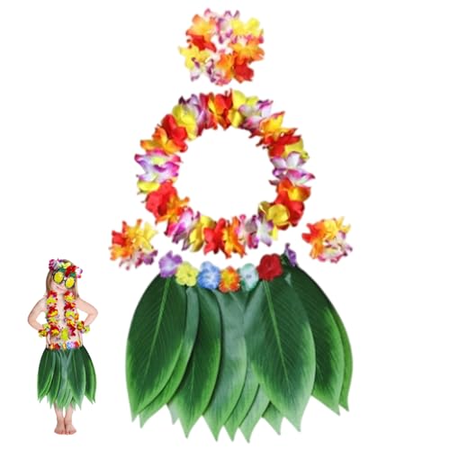 Mädchen hawaiianisches Outfit, hawaiianisches Outfit für Mädchen, elastische Hula -Röcke mit Kranz und Blätter für Kinderparty, Strand Mädchen hawaiianisches Outfit, hawaiianisches Outfit für Mädchen, elastische Hula -Röcke mit Kranz und Blätter für Kinderparty, Strand von Weduspaty