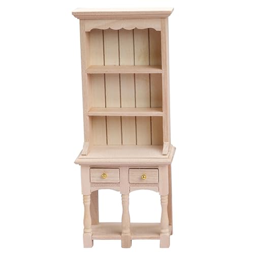 Puppenhauszubehör, Dollhouse Bookshelf 1/12 Skala Holz, Möbelbuchhandelmodell, Miniaturmaterial für Doll House Home Decor von Weduspaty