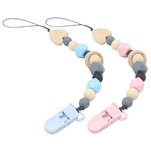 Silikon -Schnuller -Clip, 2pcs -Schnuller -Clip Cute Baby Silicon Schnuller Clip Burrfree Schnuller Clip Perlen -Schnuller -Schnuller -Clip, Binky Clips Schnullerhalter Clip für Baby Girls Boys, Neug von Weduspaty