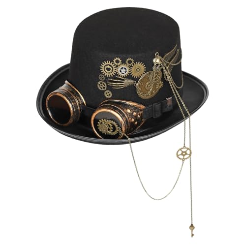 Steampunk -Hüte, Steampunk -Top -Hüte, gotischer Kostümhut, Unisex Vintage Halloween -Hut mit Schutzbrille für Themenparty Steampunk -Hüte, Steampunk -Top -Hüte, gotischer Kostümhut, Unisex Vintage Halloween -Hut mit Schutzbrille für Themenparty von Weduspaty