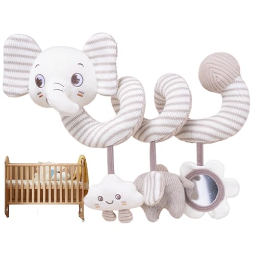 Weduspaty Baby-Autositzspielzeug, Kinderwagenspielzeug, weiche Spiralplüschauto-Sitz mit Glocken, frühzeitige für Neugeborene 0-3 Jahre, Elefant, Elefant Weduspaty Baby-Autositzspielzeug, Kinderwagenspielzeug, weiche Spiralplüschauto-Sitz mit Glocken, frühzeitige für Neugeborene 0-3 Jahre, Elefant, Elefant von Weduspaty