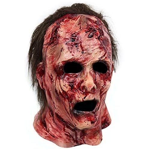 Weduspaty Beängstigende Maske, Halloween -Maske gruselige blutige Falten mit Haaren für Erwachsene Horror Weich für Zuhause Maskerade Cosplay von Weduspaty