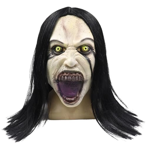 Weduspaty Dämonmaske, Halloween -Maske weinende Frau Horror Zombie mit Perücken vollen Kopf beängstigend böse gruselig für Halloween Masquerade Party Cosplay -Requisiten für Zuhause Weduspaty Dämonmaske, Halloween -Maske weinende Frau Horror Zombie mit Perücken vollen Kopf beängstigend böse gruselig für Halloween Masquerade Party Cosplay -Requisiten für Zuhause von Weduspaty