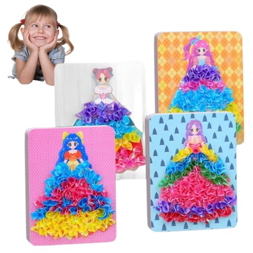 Weduspaty Fabric Art Rasing für Kinder 4 Set (16pcs) Mädchen, Tiere und Blumen, die Kunst entwickeln, DIY freundlich für Kinder von Weduspaty