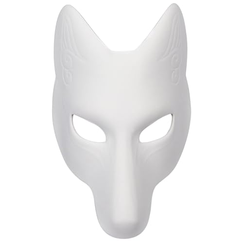 Weduspaty Fox Maske, Therian Maske Halloween Fox Leder Kostüm DIY leere japanische Kabuki Kitsune Halloween für Maskerade Kostümpropie von Weduspaty