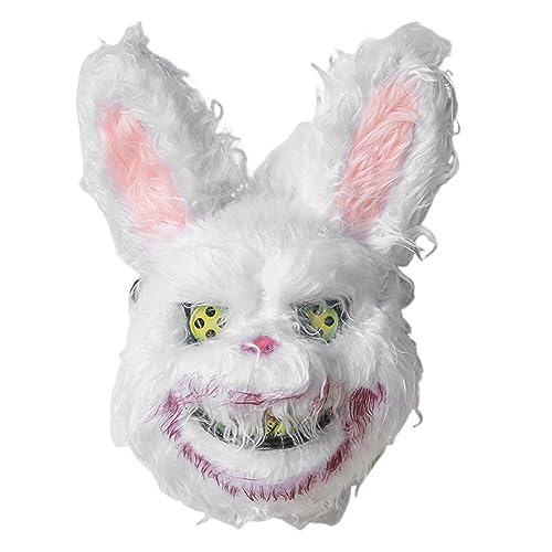 Weduspaty Halloween Scary Bunny Maske Bloody Bunny Mask Cosplay Purry Maske mit Ohren gruselige Masken für erwachsene Kinder Horror Maske für Cosplay -Kostümparty Karneval Streich von Weduspaty