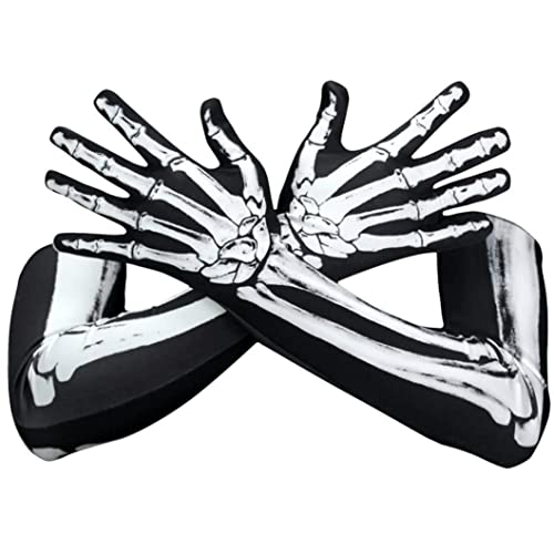 Weduspaty Halloween -Skeletthandschuhe langer Armschädel Klauen Geisterknochenhandschuhe für Halloween -Cosplay -Party -Requisiten, volle Fingerhandschuhe Weduspaty Halloween -Skeletthandschuhe langer Armschädel Klauen Geisterknochenhandschuhe für Halloween -Cosplay -Party -Requisiten, volle Fingerhandschuhe von Weduspaty