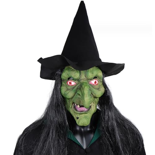 Weduspaty Latexmaske, alte Frau Hexenmaske mit Hut Halloween DIY Free Größe gruseliger Grusel für Erwachsene für Cosplay -Kostüm Spukhaus für Zuhause Weduspaty Latexmaske, alte Frau Hexenmaske mit Hut Halloween DIY Free Größe gruseliger Grusel für Erwachsene für Cosplay -Kostüm Spukhaus für Zuhause von Weduspaty