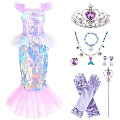 Weduspaty Meerjungfrau Kostüm, Meerjungfrau Kostümkinder, Outfit für Mädchen mit Kleid, Schwanz, Krone, Rohrstock, Halskette, für Halloween -Party -Dress -up -Cosplay, L. Weduspaty Meerjungfrau Kostüm, Meerjungfrau Kostümkinder, Outfit für Mädchen mit Kleid, Schwanz, Krone, Rohrstock, Halskette, für Halloween -Party -Dress -up -Cosplay, L. von Weduspaty