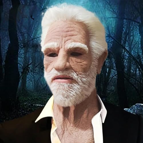 Weduspaty Realistische Maske, alte Mannmaske weiße Haare gefaltet Halloween Big Nase Schöne realistische Einheit für Cosplay, Kostüm, Filmpropie Weduspaty Realistische Maske, alte Mannmaske weiße Haare gefaltet Halloween Big Nase Schöne realistische Einheit für Cosplay, Kostüm, Filmpropie von Weduspaty