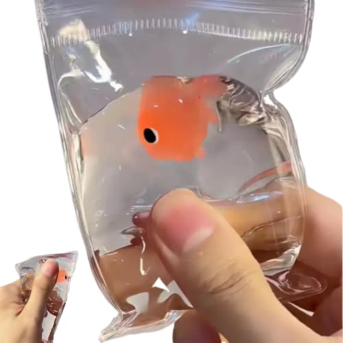 Weduspaty Squeeze Ball, Stressspielzeug realistischer Fische mit transparenter PVC -Tasche süßes Squish Stress Relief Toy, 4x3 für Kinder Erwachsene von Weduspaty