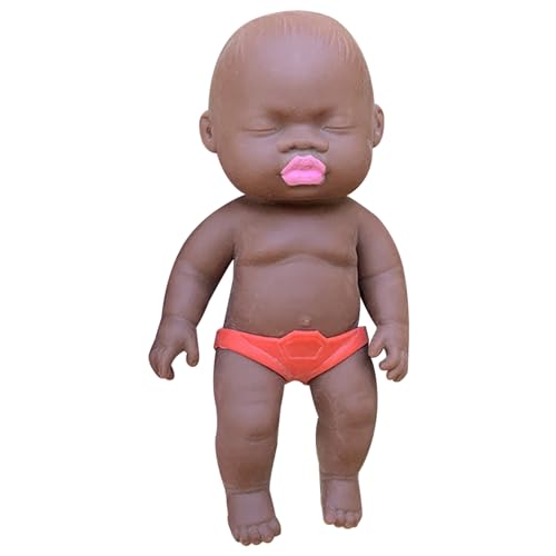 Weduspaty Stressabbauspielzeug, Stress Puppe 5.5 Schläfrige Gesichtsquprdespielzeug realistische niedliche Gummi -Relief für Erwachsene Kinder, Kaffee mit zufälliger Farbe Hose von Weduspaty