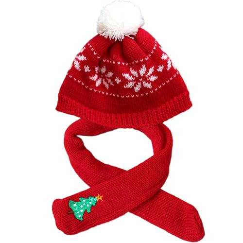 Weihnachtshut, Weihnachtspuppenkleidung 1 Set Strick-Minihut und Schal-Set-Mehrzweck für Bärenpuppe, Weinflasche, Schneemann und mehr von Weduspaty
