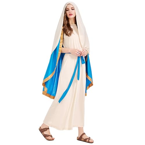 Weihnachtskostüm, biblische Kostüme für Frauen, religiöses Jungfrau Maria Kostüm mit Rock, Umhang, Kopftuch und Gürtel für Weihnacht Cosplay, m Weihnachtskostüm, biblische Kostüme für Frauen, religiöses Jungfrau Maria Kostüm mit Rock, Umhang, Kopftuch und Gürtel für Weihnacht Cosplay, m von Weduspaty