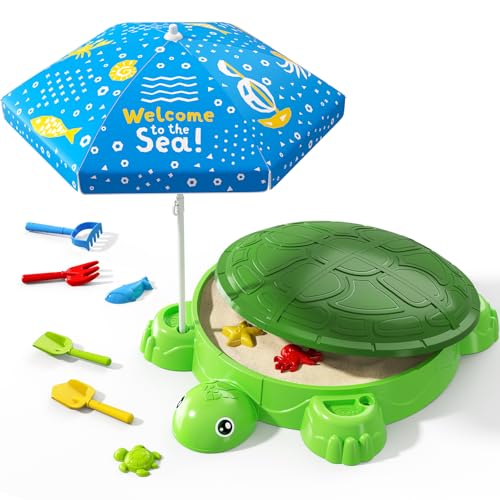 Wee Wonders Schildkröten-Sandkasten mit Regenschirm von Wee Wonders