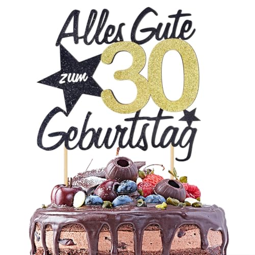 Torten Deko Cake Topper 18 30 40 50 60 Jahre, Alles Gute zum Geburtstag Tortendeko, Kuchendeko Torten Topper, Tortenstecker für Geburtstagsfeier Frauen Männer (30. Geburtstag) von Weekcos