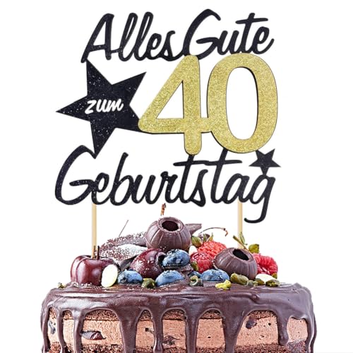 Torten Deko Cake Topper 18 30 40 50 60 Jahre, Alles Gute zum Geburtstag Tortendeko, Kuchendeko Torten Topper, Tortenstecker für Geburtstagsfeier Frauen Männer (40. Geburtstag) von Weekcos