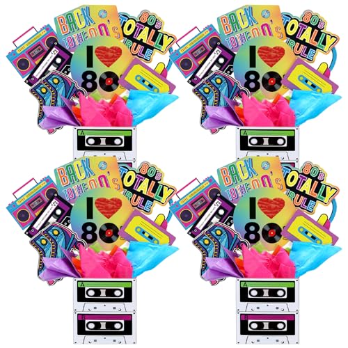 Weekgrat 4er-Set 80er-Jahre-Party-Dekorationen, Retro-Mittelstück der 1980er Jahre, inklusive 4 Kassettenbandeimer, 32 Stäbchen, Tischaufsätze, Foto-Requisiten mit Papierdekor für Weekgrat 4er-Set 80er-Jahre-Party-Dekorationen, Retro-Mittelstück der 1980er Jahre, inklusive 4 Kassettenbandeimer, 32 Stäbchen, Tischaufsätze, Foto-Requisiten mit Papierdekor für von Weekgrat