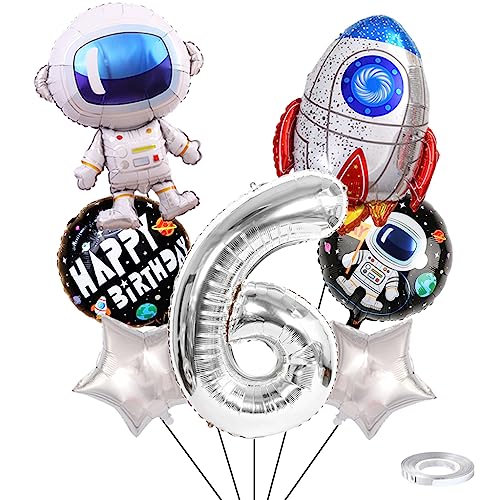 Weenkeey 6. Geburtstag Weltraum Luftballons Riesen Astronaut Rakete Folienballons Silber Zahl 6 Helium Ballon 6. Geburtstag Luftballons Raummann Mylar Balloon für Junge Geburtstag Party Weenkeey 6. Geburtstag Weltraum Luftballons Riesen Astronaut Rakete Folienballons Silber Zahl 6 Helium Ballon 6. Geburtstag Luftballons Raummann Mylar Balloon für Junge Geburtstag Party von Weenkeey