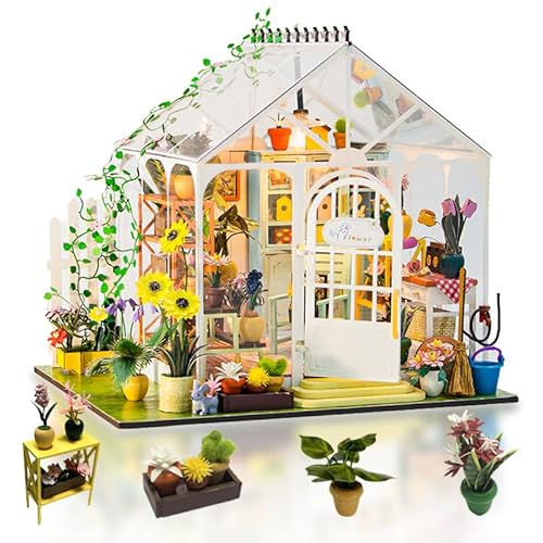 DIY Miniatur Puppenhaus Kit, Mini Haus Making Kit mit Möbeln, Tiny House Kit zum Bauen für Erwachsene, Hobby Handwerk Geschenk für Weihnachtstag, Blumenladen DIY Miniatur Puppenhaus Kit, Mini Haus Making Kit mit Möbeln, Tiny House Kit zum Bauen für Erwachsene, Hobby Handwerk Geschenk für Weihnachtstag, Blumenladen von Wefaouse