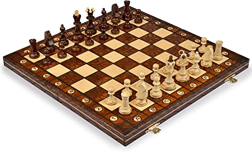 Schach Schachspiel: Junior European International - Schachfiguren & Schachbrett aus Holz - Handgefertigt in Polen von Wegiel