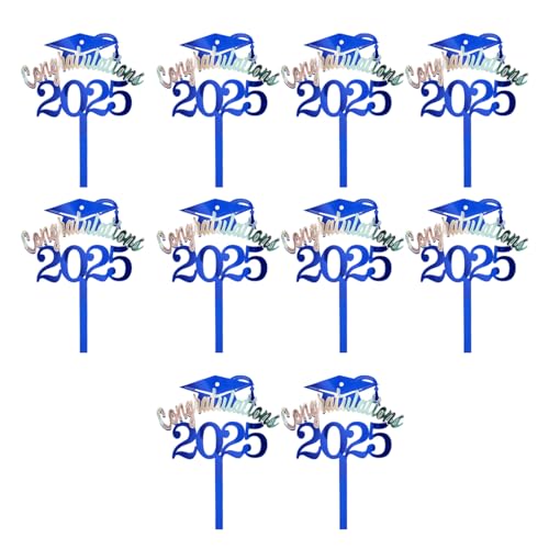 Wegiwuca 10pcs Metallic Graduation Cake Toppers Junggesellenhut Dekorationen Für Dessert Table Party Supplies Abschlussparty Dekorationen von Wegiwuca