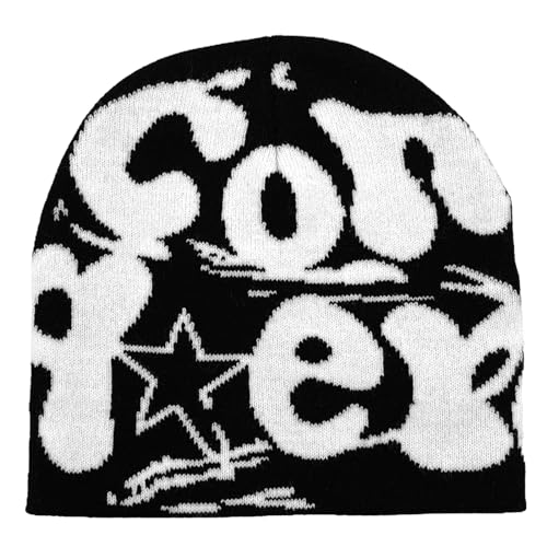 Wegiwuca 2000er Gestrickte Slouch Gestrickt Vintage Warm Gestrickt Halloween Accessoires High School Teenager Casual von Wegiwuca