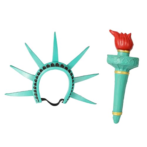 Wegiwuca Freiheitsstatue Kronen Und Fackelkostüm Set Ladies Liberties Stirnband Für Erwachsene von Wegiwuca