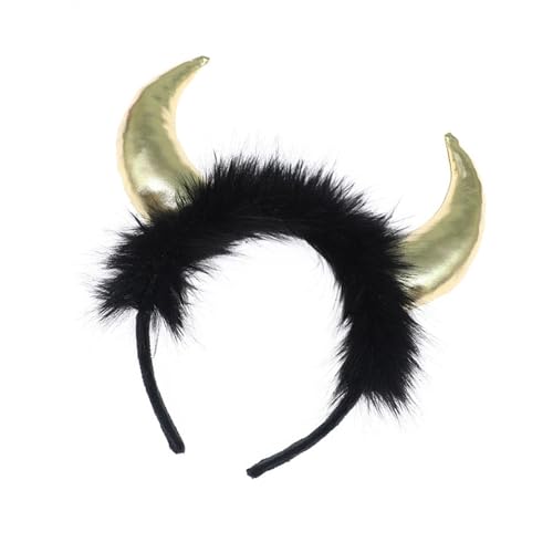 Wegiwuca Halloween Devil Horns Stirnband Kopfbedeckungen Cosplay Kopfbedeckung Golden Cosplay Accessoire Für Kostümfeiern von Wegiwuca
